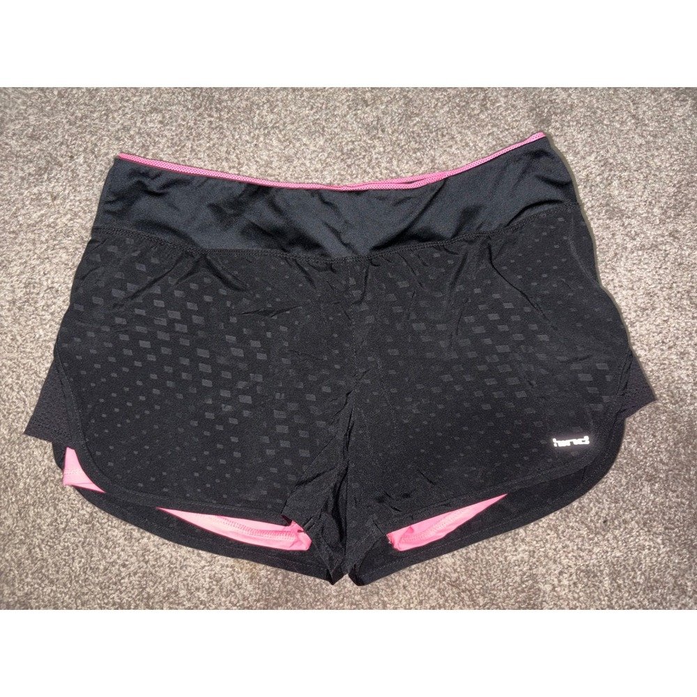 Hind Womens Black Pink 2-in-1 Running Shorts Compression Liner Size L Athletic